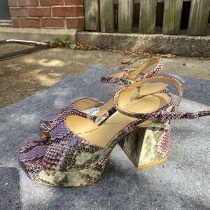 Sexy Snakeskin Strappy Platform Heels